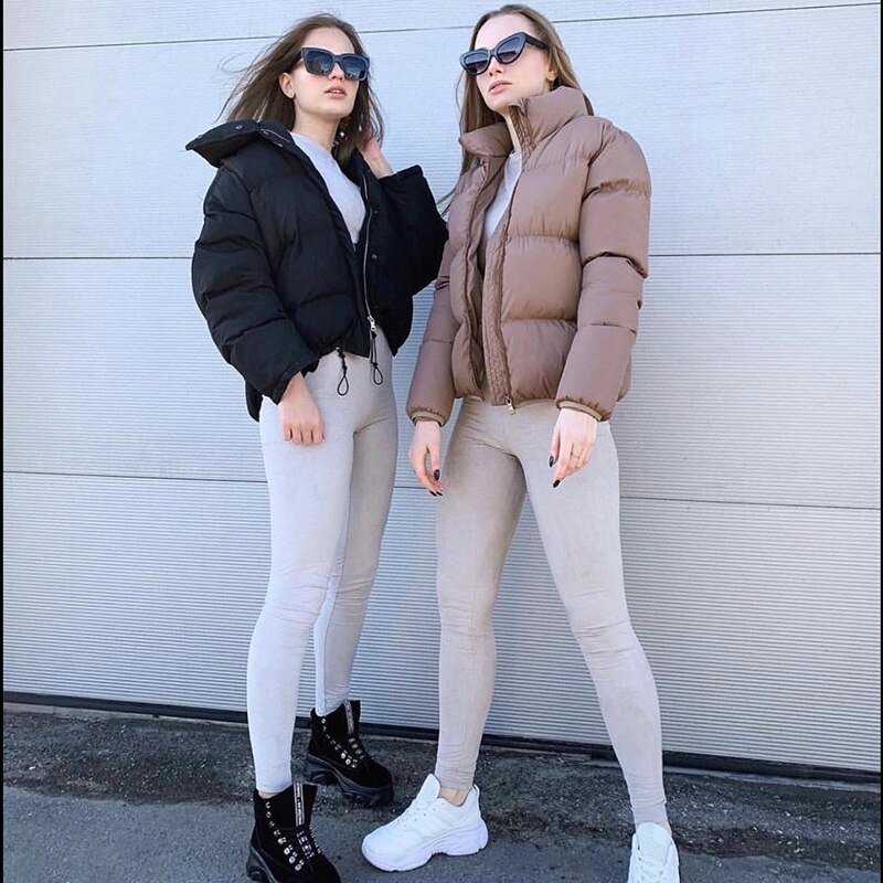 bulle manteau femmes solide Parka col montant surdimensionné court Parka hiver femme bouffant épaissir veste Mujer