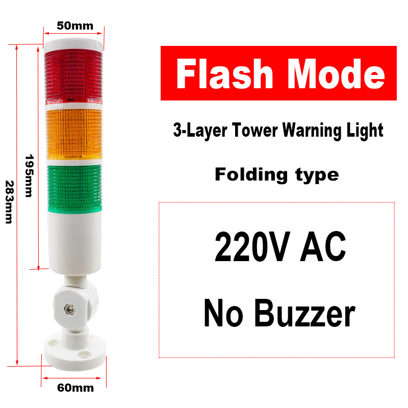 Mehrschichtiges Warnlicht, Werkzeugmaschine, dreifarbiges Licht, LED-Signal, Leuchtturm, Ton, Licht, Alarm, Betrieb, Fehlerlicht, 12/24 V, 220 V: Dark Grau