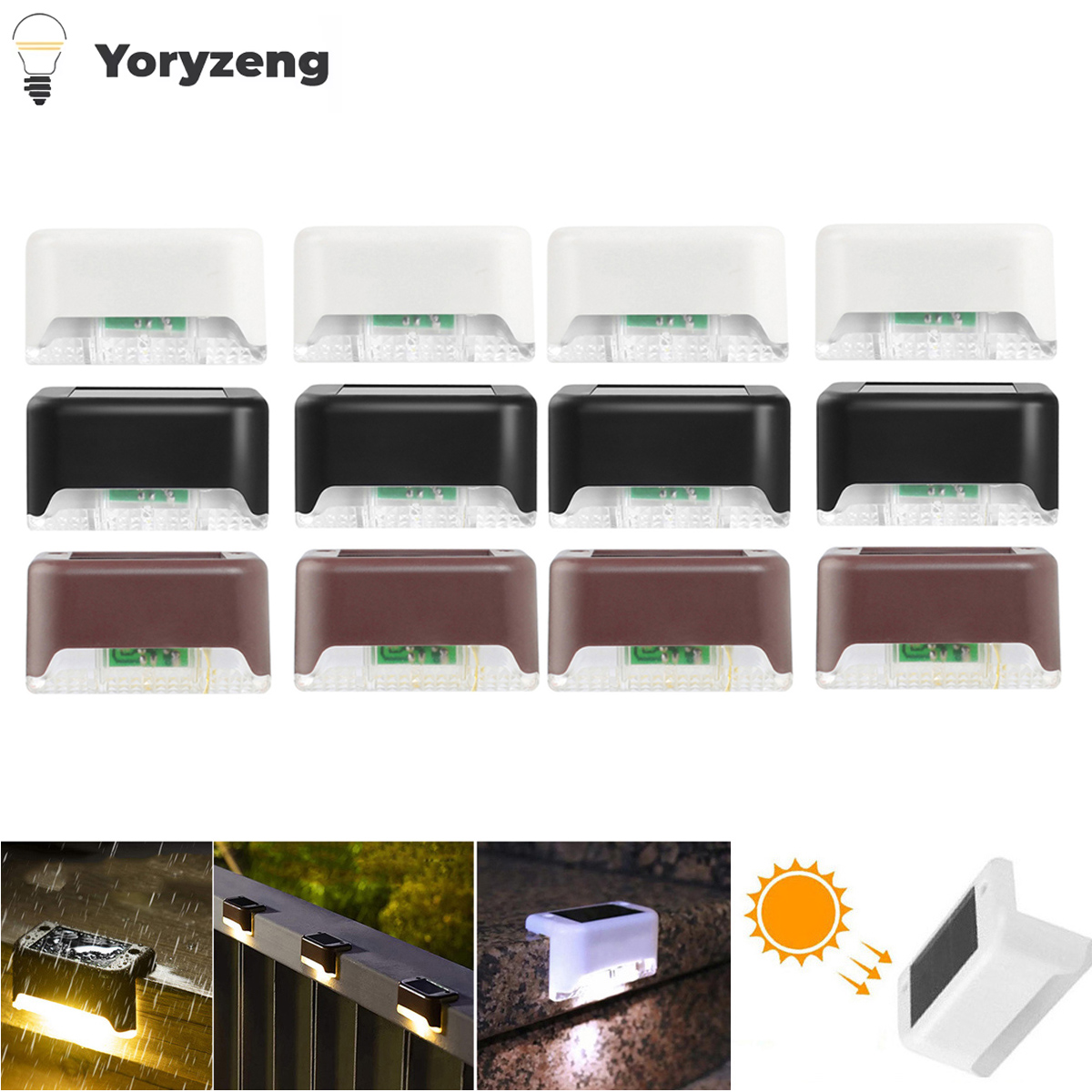 4Pcs Solar Deck LED Licht Outdoor Schritt Wasserdichte Lampe Für Zaun Durch Pathway Treppen Hof Auffahrt Hof Terrasse garten Dekor