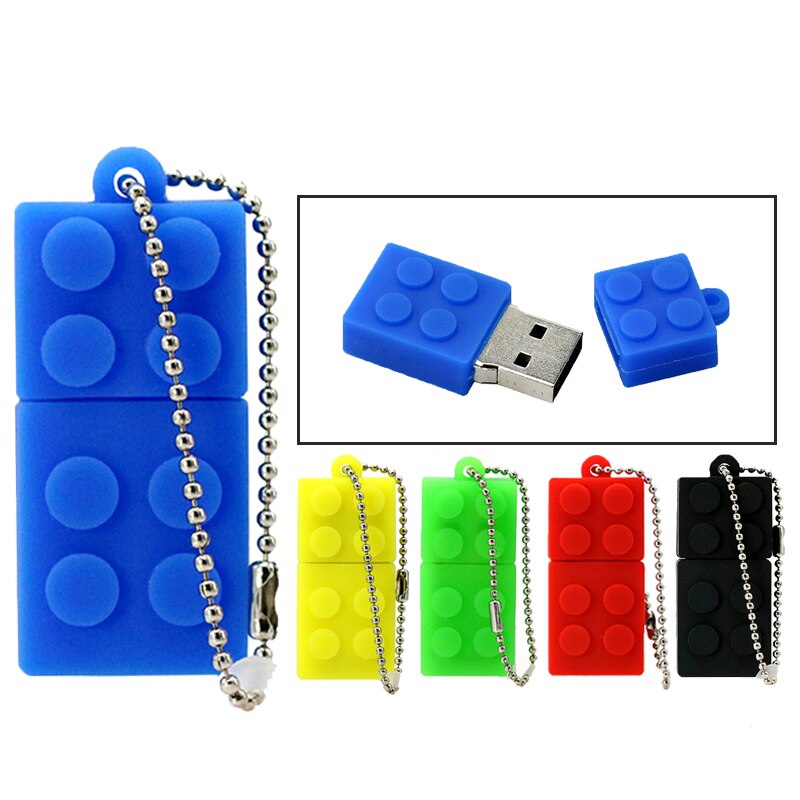 Memoria USB 2,0 de silicona para niños, PenDrive de bloques de construcción, memoria Flash, 4GB, 8GB, 16GB, 32GB