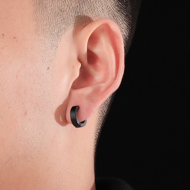 1/5 Pairs Men Women Punk Rock Stainless Steel Huggie Ear Circle Earring Piercing Push-Back Ear Buckle Gothic Jewelry