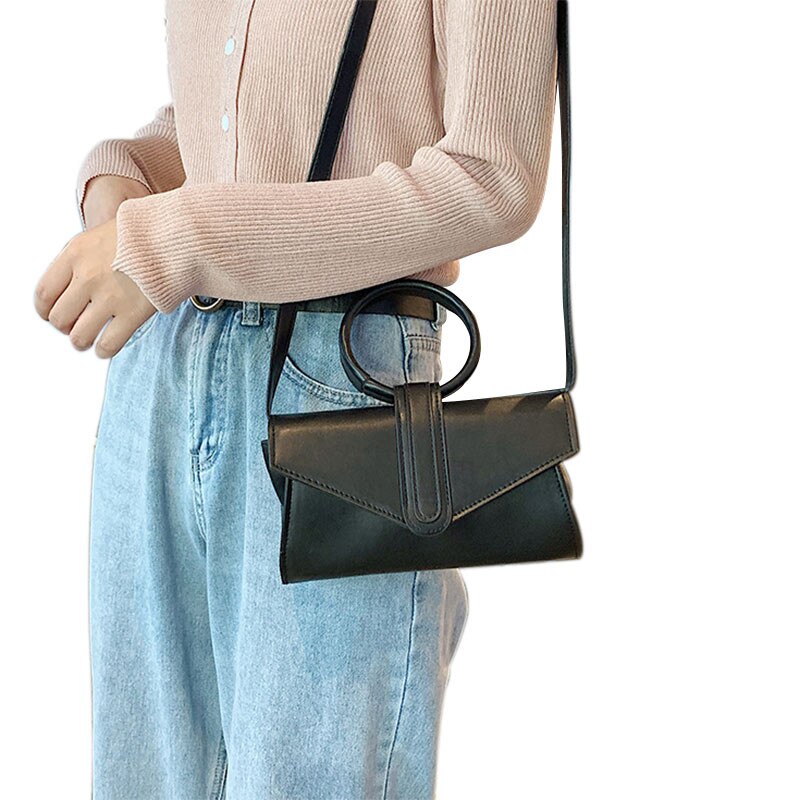 Dames casual pu leren crossbody tas magnetische gesp eenvoudige schoudertas kleine frisse messenger bag dames crossbody tas