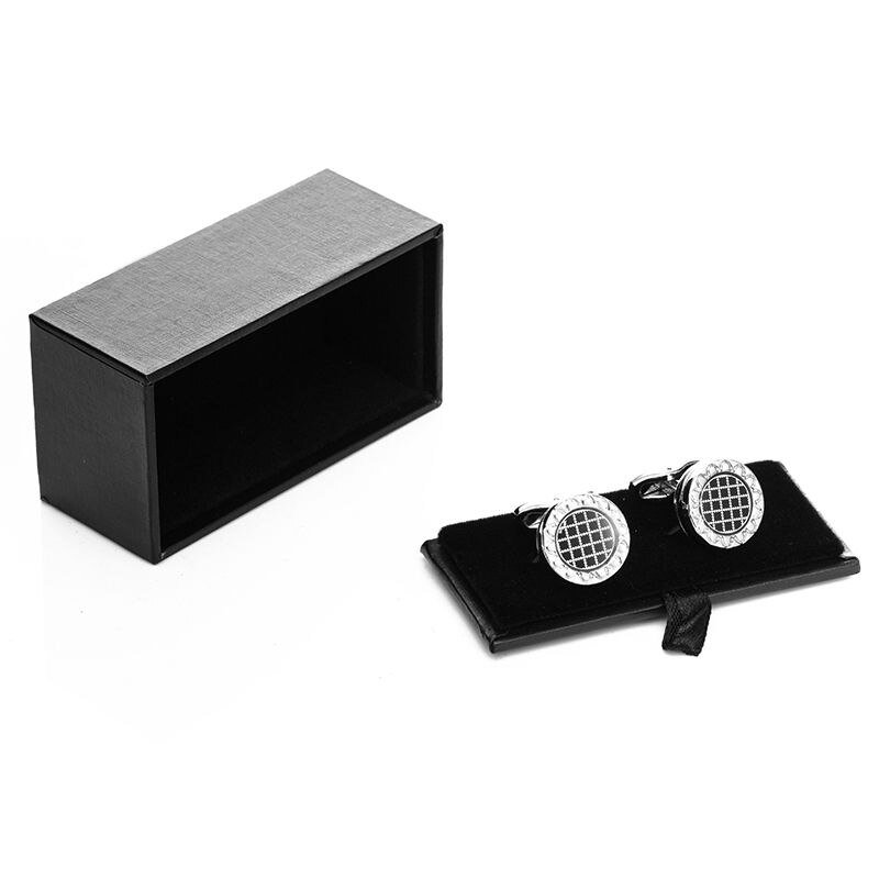 Zwart PU Lederen Doos voor Manschettenknopfe manchetknopen Opbergdoos Sieraden Manchetknopen Organizer Verpakking Box Case