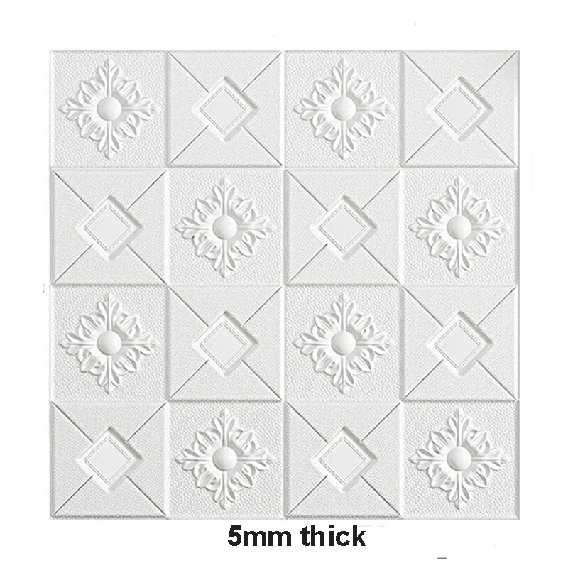 3d väggklistermärken självhäftande tak dekorativa klistermärken vardagsrum sovrum tv bakgrund tapet skum tapet: 023b / 1 st 70 x 70cm