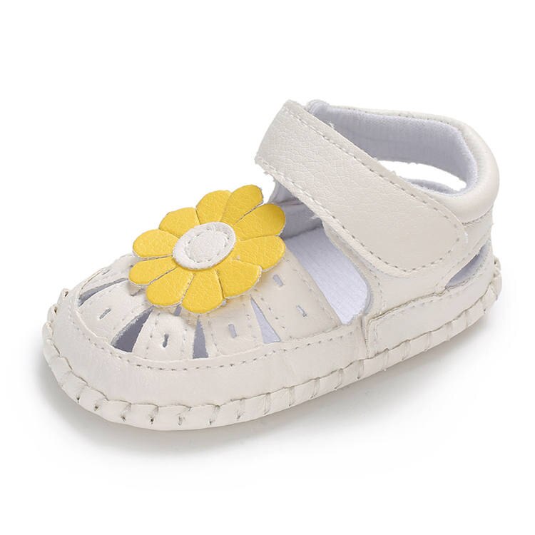 Sandalias de verano para niñas, suela de goma antideslizante con flores bonitas, zapatos de princesa para bebés de 0 a 2 años: Amarillo / 13-18 meses