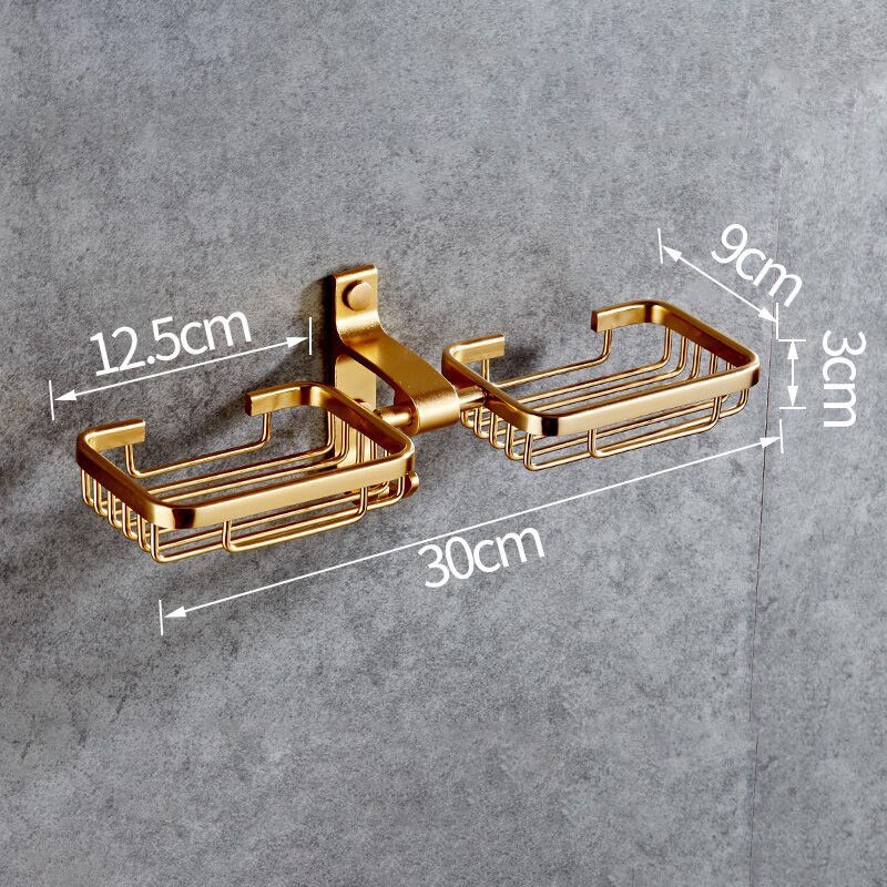 Väggmonterade tvålkoppar tvålhållare tvålkorg badrumstillbehör aluminium banheiro badbeslag  el0003: Dubbelt b-guld