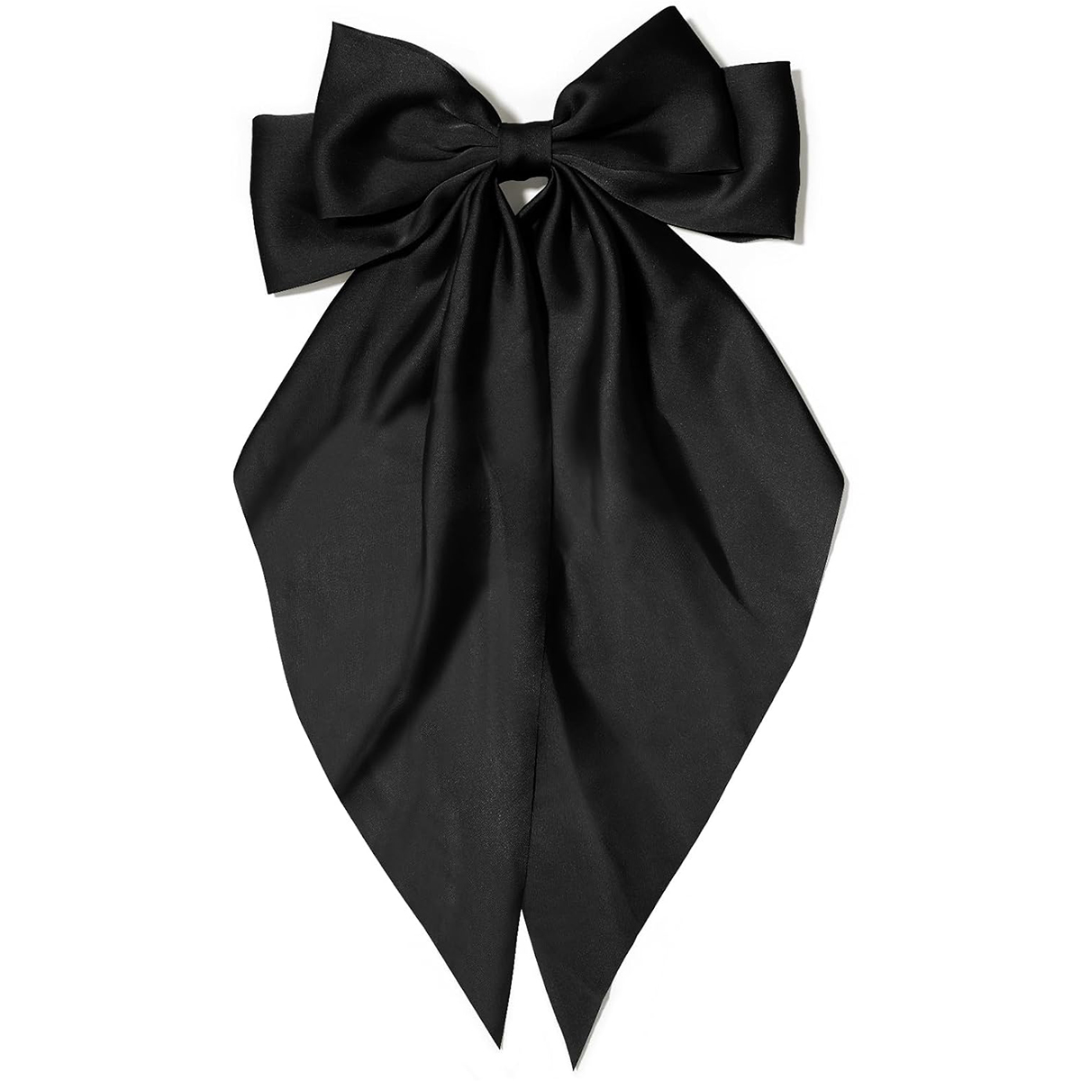 Grampo de cabelo com laço rosa feminino, grande laço de cetim branco, clipe de jacaré de cauda longa, laço de cabelo grande para meninas adequado para aniversário de casamento dan: Preto