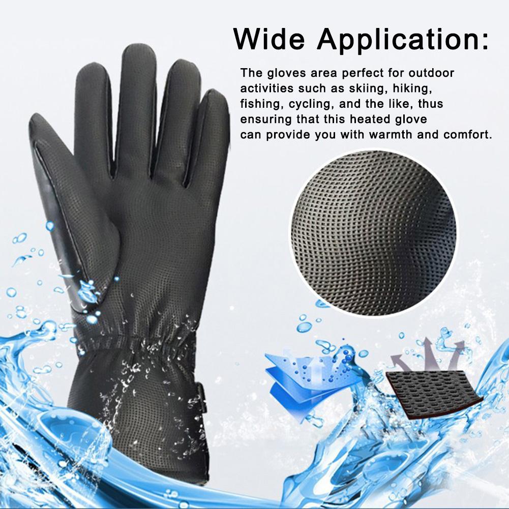 Leather Rechargeable Heated Gloves Motorcycle Electric Warm Heated Gloves 3 Adjustable Temperature Finger Heating Gloves Winter