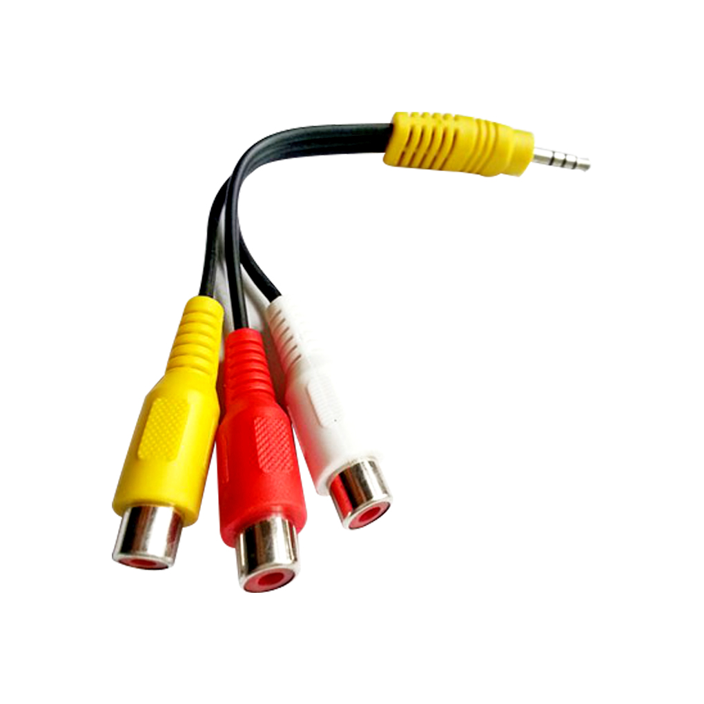 Splitter 3 5mm to 3 RCA Female Audio Video Cable Composite AV Adapter Cord for TV VCR Projector: Default Title