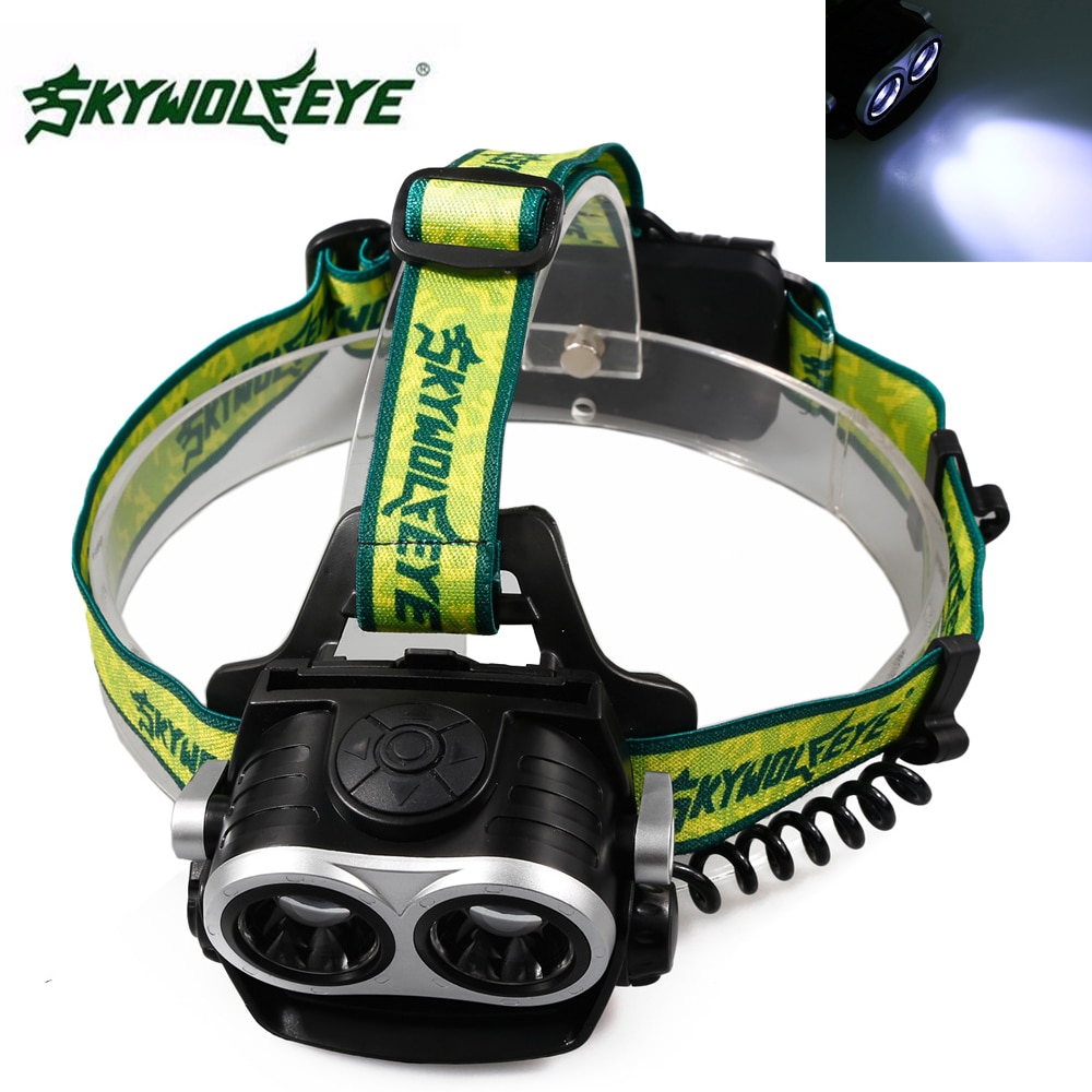Skywolfeye Xm-T6 Led Dubbele Hoofd Koplamp 1000 Lumen Usb Oplaadbare Zoomable Head Light Lamp Voor Outdoor Camping