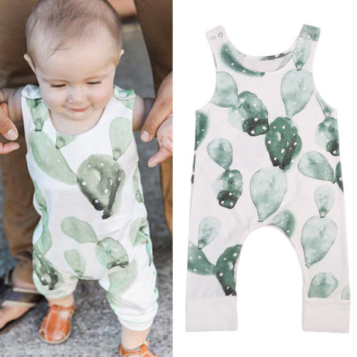 Ärmelloser strampler mit kaktusmotiv für babys und kleinkinder, mädchen und jungen
