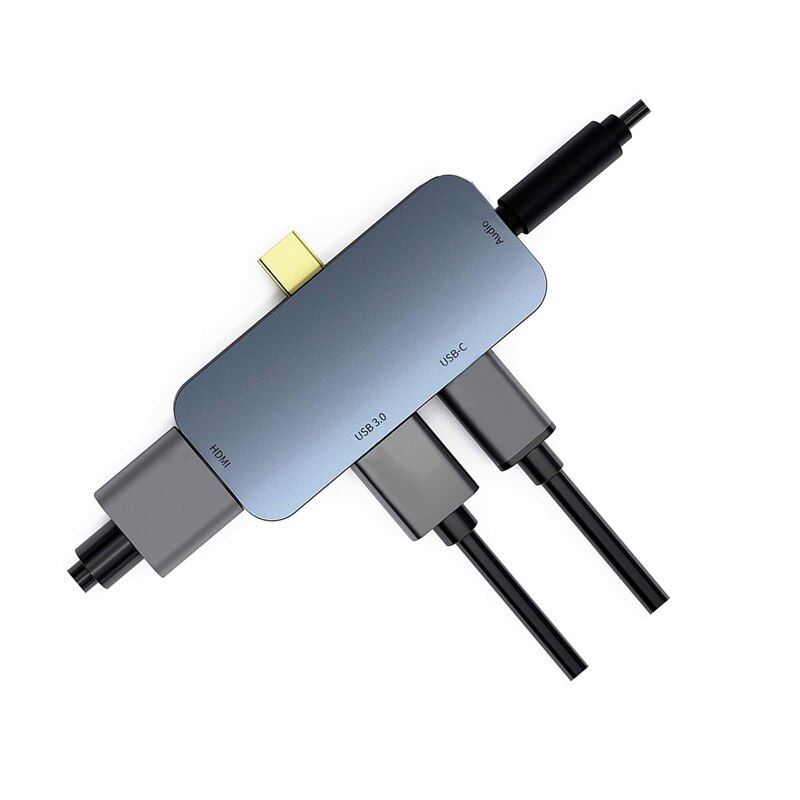 Usb c hub 4 em 1 tipo-c a 4k hdmi 60w pd carregamento docking station hub usb3.0 transferência rápida para ipad mac pro laptops