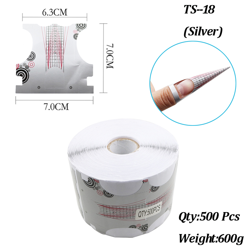 500 Pcs Nail Papier Extension Pochoir Formes Autocollants Titulaire pour Gel Acrylique Conseils Builder Français Nail Forme Astuce Faux Ongles Art Outils: WHITE