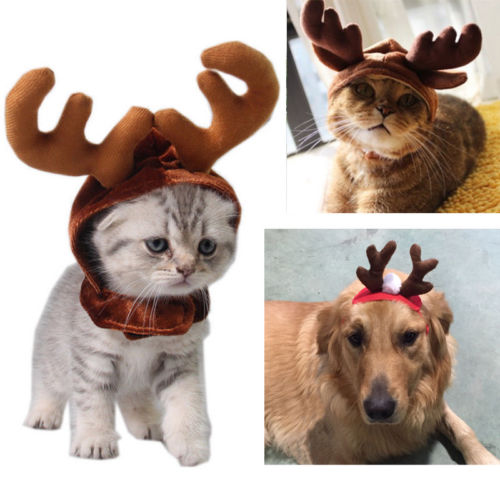 Xmas hat kæledyr hund kat jul hovedbeklædning jul elg rensdyr gevirer pandebånd hat tøj