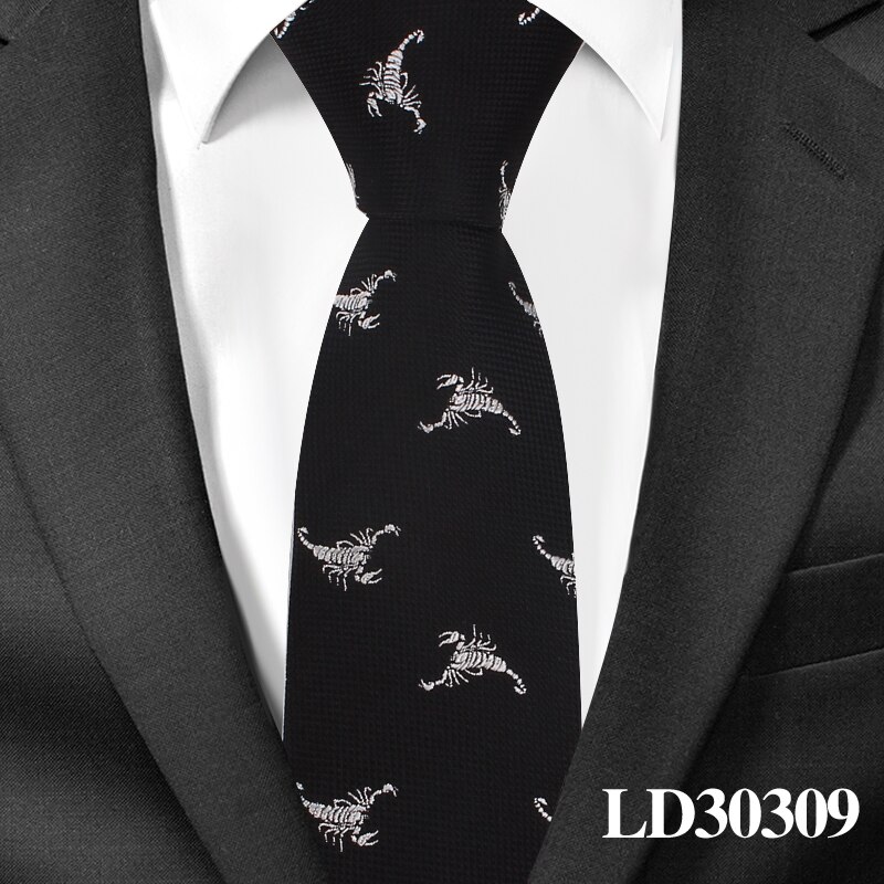 Animal Necktie For Men Polyester Jacquard Cartoon Neck Tie for Wedding Business Suits 6cm Skinny Ties Slim Men Tie Gravatas: LD30300