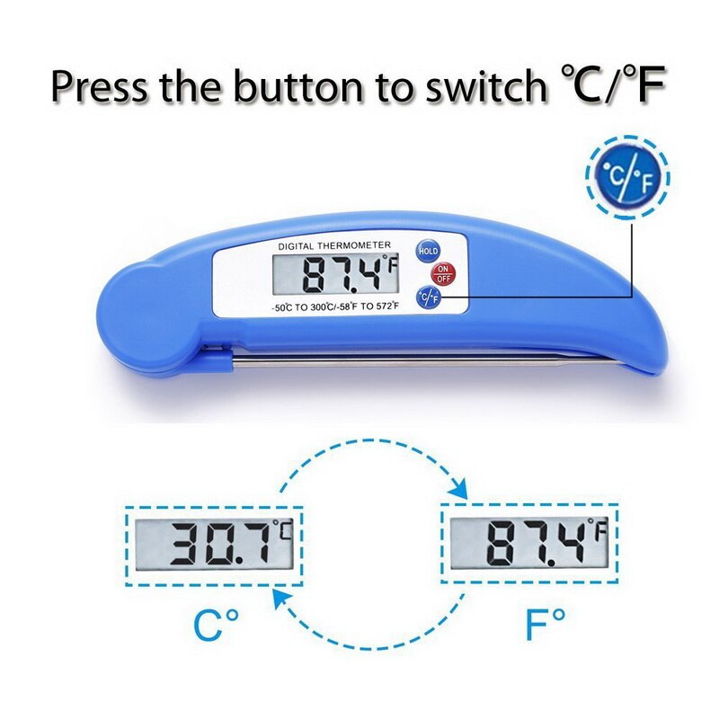 Digital Kitchen Thermometer Probe Portable Foldable Food BBQ Meat Oven Kitchen Thermometer Cooking Water Oil Thermometer Tools
