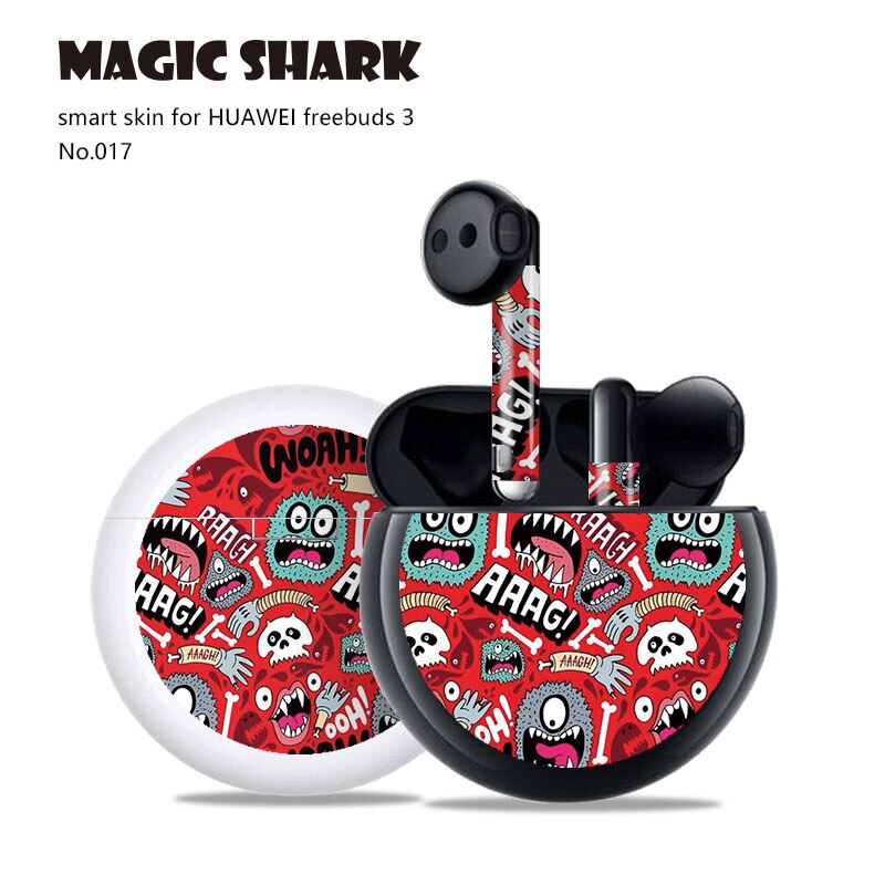 Magic Shark 2.5D pcv malowanie czaszka diabeł naklejki skóry pokrywa Film Case dla HUAWEI Freebuds 3