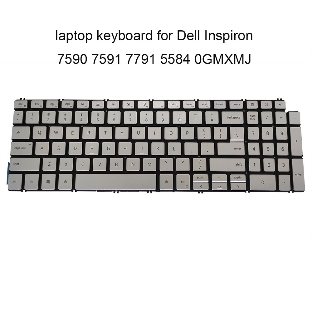 0GMXMJ backlight keyboard 7591 Replacement keyboards for Dell Inspiron 15 7591 5584 7590 7791 US English silver original