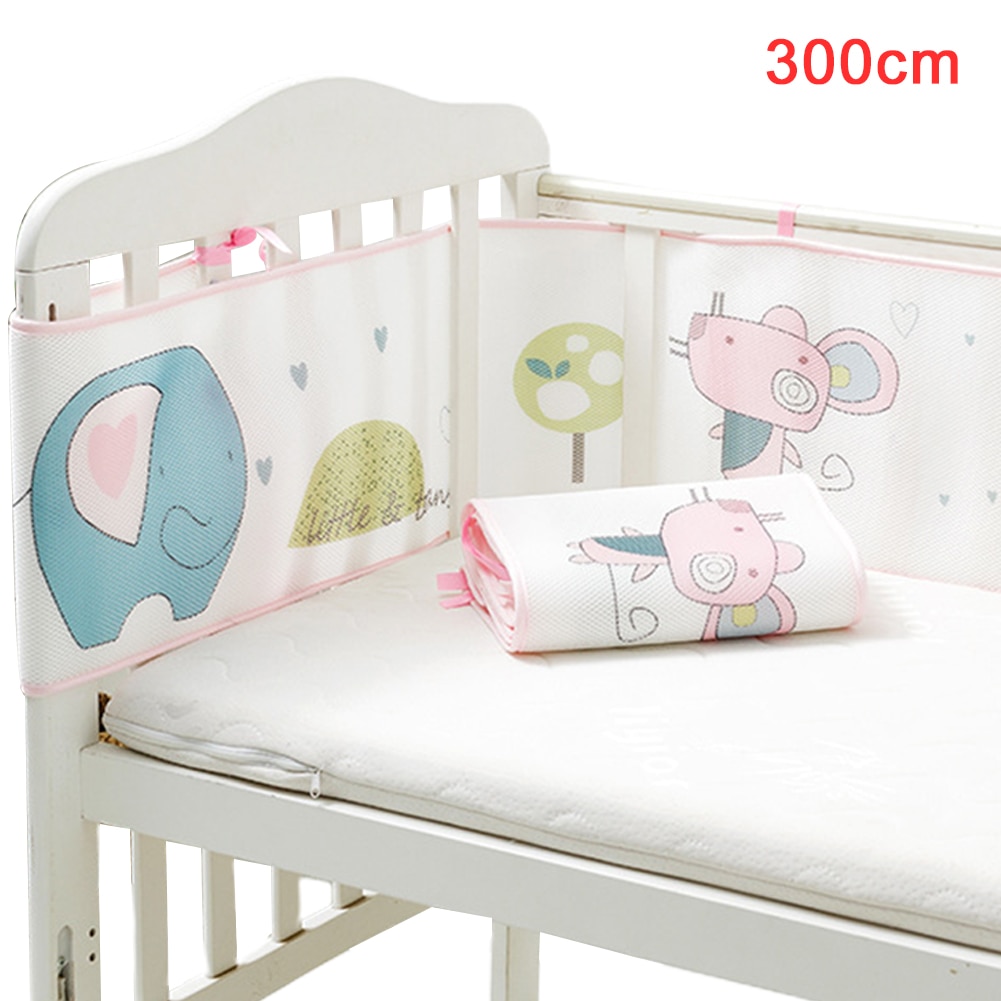 Beskytter børnehave tegneserie trykt hjem blødt sengetøj tilbehør åndbart mesh soveværelse vaskbart sengetøj baby sikker krybbe kofanger