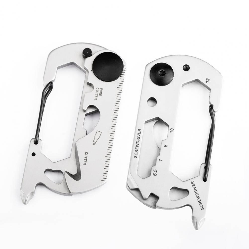 Hiking Climbing Stainless Steel Keychain Multi Tool Carabiner Bottle Opener