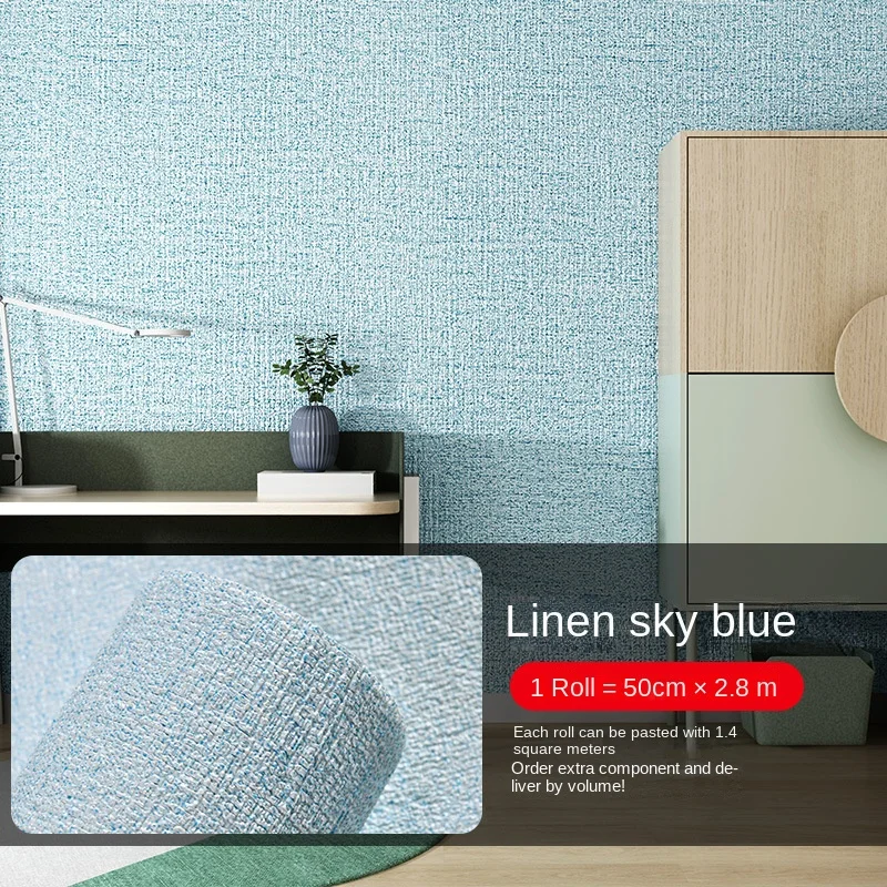 3D Thicken Self-adhesive Thermal Insulation Wallpaper Linen Plain Color Decor Wall Stickers Renovation Anti-collision Wallpaper: PURPLE / 5mx45cm