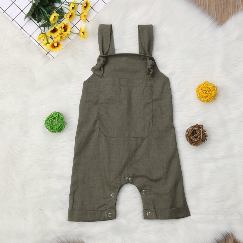 Pasgeboren Baby Jongen Meisje Effen Tuinbroek Bib Broek Romper Overalls Outfits Kleding