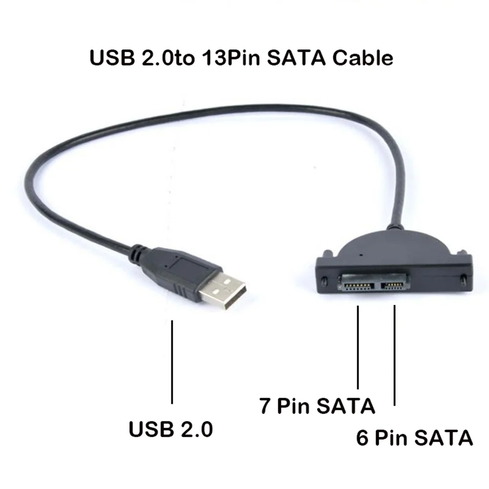 Led-indicator usb 2.0 to 7+6 pins mini sata ii-kabeladapter voor 13 cd-rom dvd-rom voor hdd caddy slimline drive