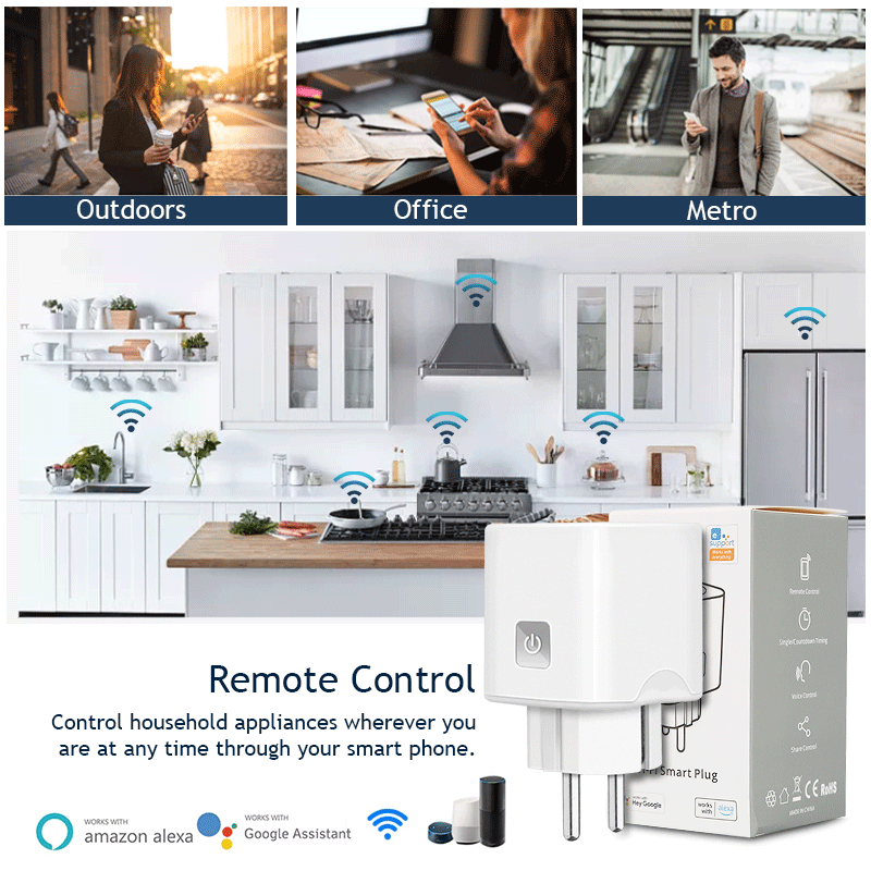 Smart Socket EU 10A WiFi Smart Plug Wireless EWelink APP Control Timer Plug Smart Home Automation Works With Alexa Google Home