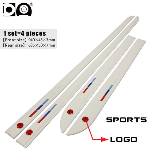 4 Stuks Auto Deur Verlengen Anti-Collision Strip Edge Guard Protector Auto Decor Zwart/Wit Gebruik Voor Auto deur Fit Alle Auto Modellen: White Sport VIP logo