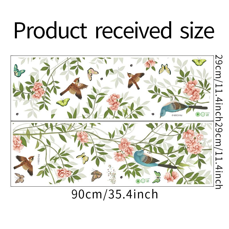 Chinese Style Small Fresh Branches Wall Stickers Flowers Bird Bedroom Living Room Home Decor Self-adhesive Removable Wallpaper