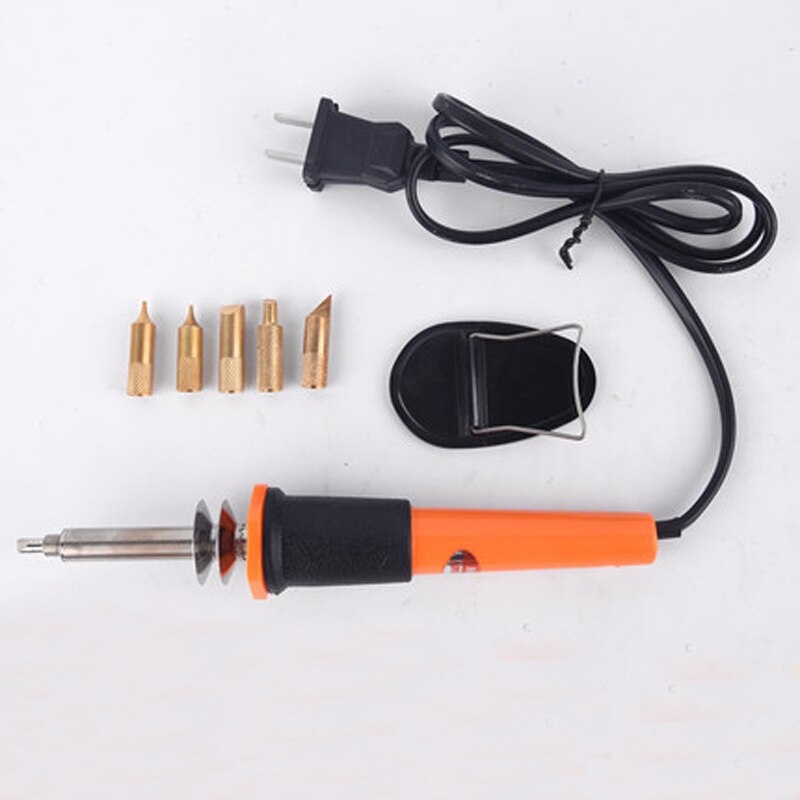 30W Electric Soldering Iron Pen Wood Burning Pen Set Pencil Burner With Brass Tips and Accessories Diy Tools Burning Brush: 6pcs / US