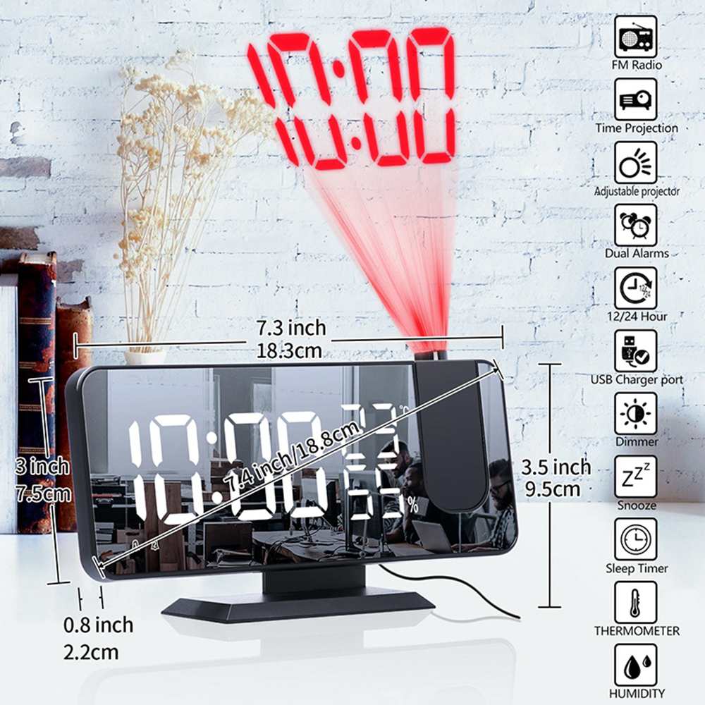 Digitale Projectie Wekker Met Fm Radio Smart Home Slaapkamer Nachtkastmodus Projector Led Elektronische Desktop Wekkers