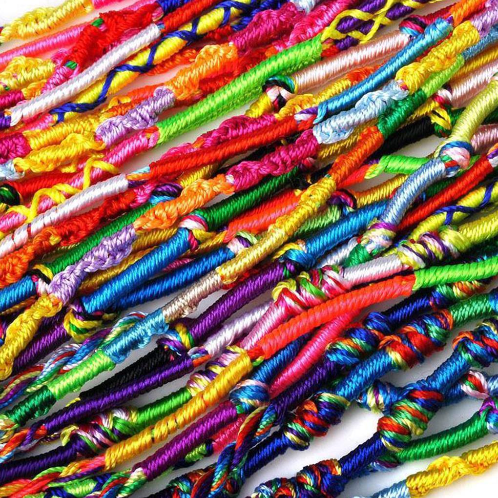 10 pçs mão-linha tecida pulseiras coloridas amizade corda tornozeleira cor linha corda pulseira cor aleatória