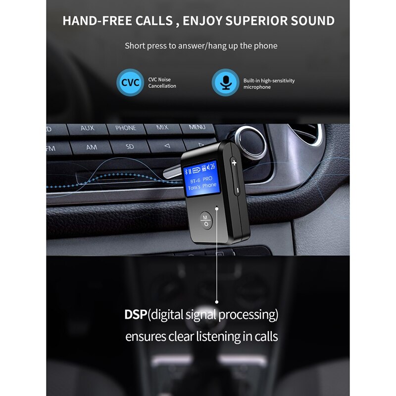 Bluetooth Transmitter Receiver Two In One Support TF Playback For Mobile Phone Computer TV Car Audio