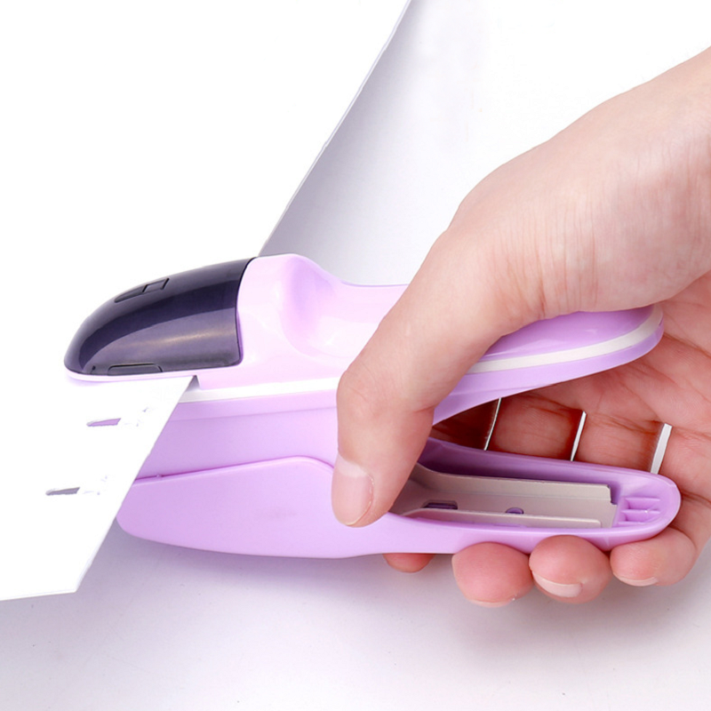Grapadora sin grapas, grapadora sin grapas, compacta, ergonómica, divertida, sujeta bien, capacidad de encuadernación de 7-9 hojas