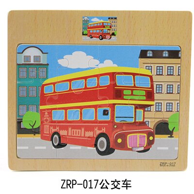 12 tablets cartoon animal traffic awareness wooden puzzle baby puzzle children wood girl boy toy