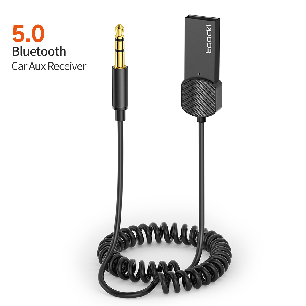 Toocki Draadloze Bluetooth 5.0 Ontvanger Adapter 3.5mm Jack Audio Muziek Dongle USB Auto Bluetooth Zender voor Aux Auto speaker: Rood