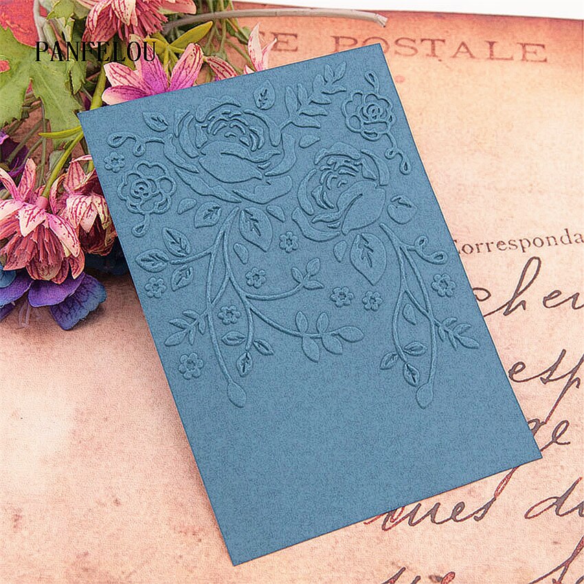 PANFELOU Rose dance Embossing folders Plastic For Scrapbooking DIY Template Fondant Cake Photo Album Card Making