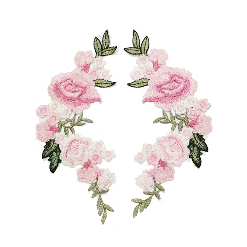 Diy Kleding Patch 1Pc/2Pcs Voor Jeans Badges Zak Naaien Borduren Ambachten Sticker Rose Bloem kleding Accessoires Applique: Light pink