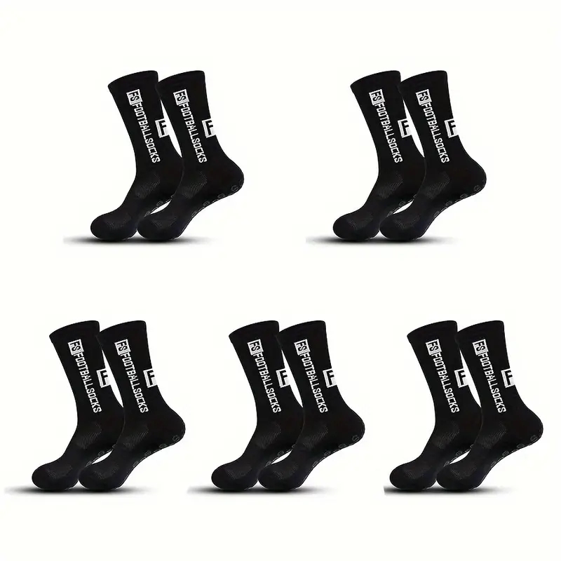 5 Paar rutschfeste Fußballsocken, atmungsaktiv, verschleißfest, Outdoor-Sportsocken für Fußball, Rugby, Basketball, Laufen