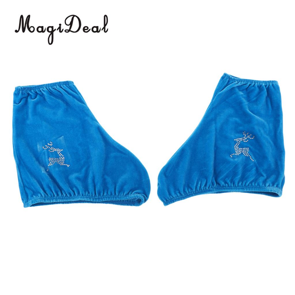 MagiDeal Velvet Ice Skate Boot Covers Guard Protector for Figure Skating: Blue   L 