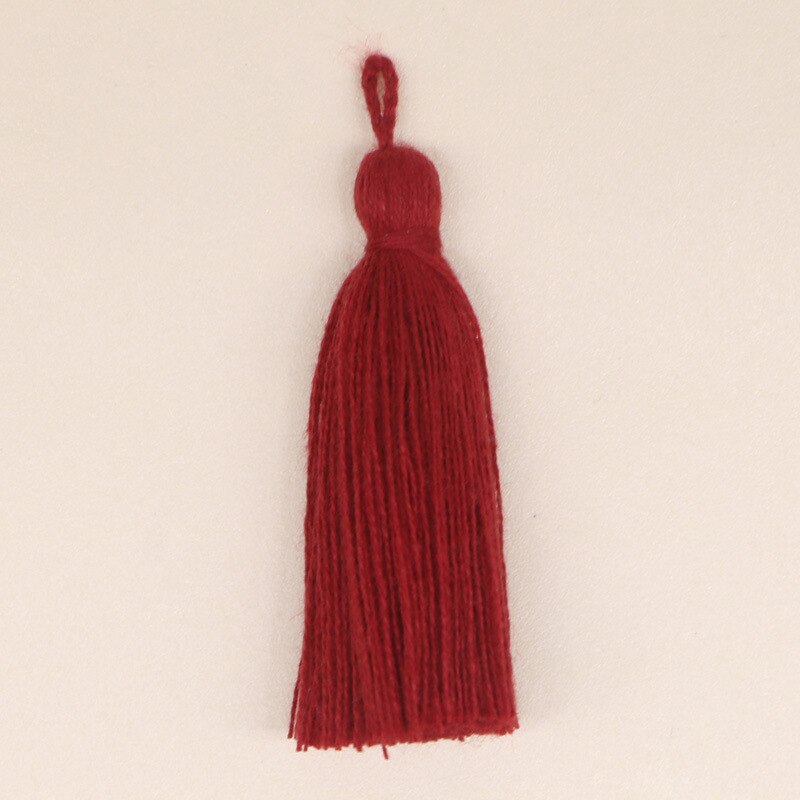 10PCS Mini Pure Cotton Colorful Tassels DIY Pendant Jewelry Curtain Garments Decorative Accessories Key Chain Handbag Pendants: Wine red