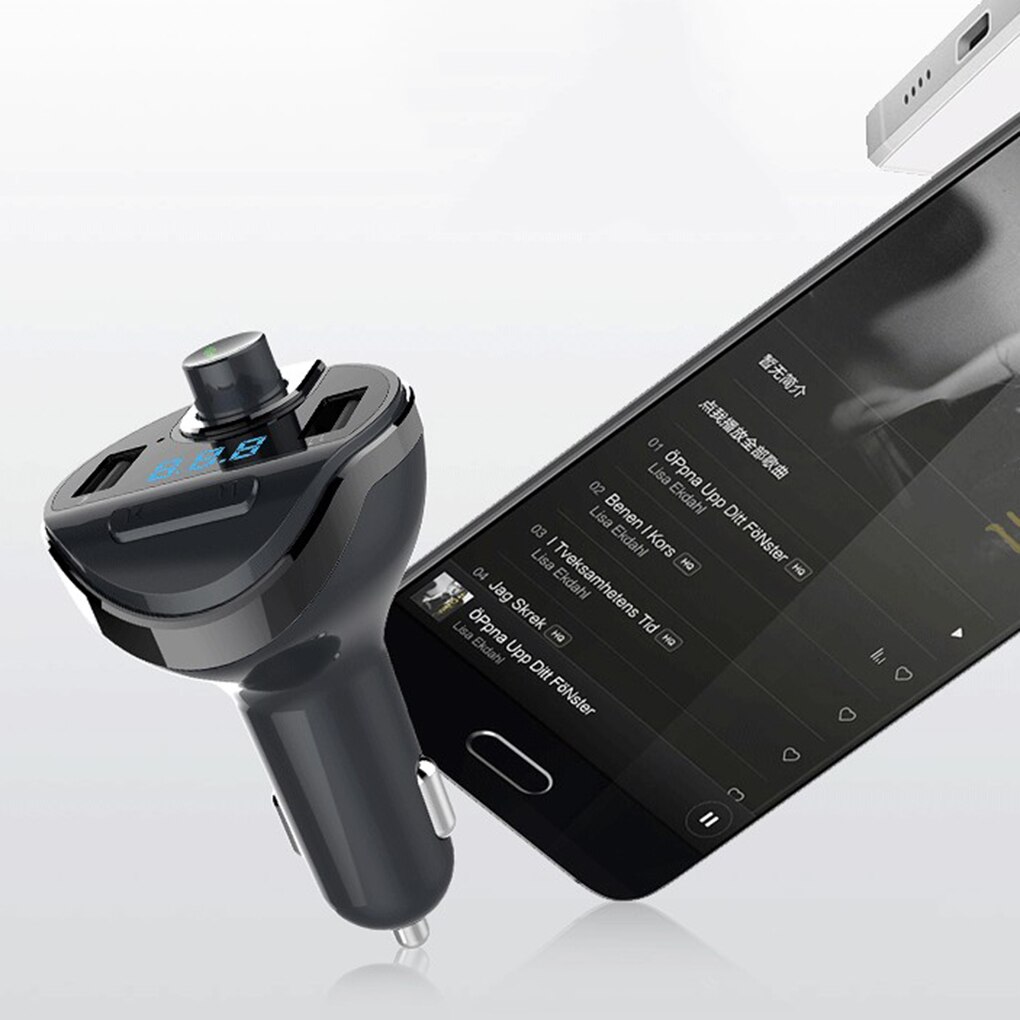 T20 Car Bluetooth MP3 Player Cigarette Lighter Car Dual USB Charger FM Transmitter Auto Hands-free Call