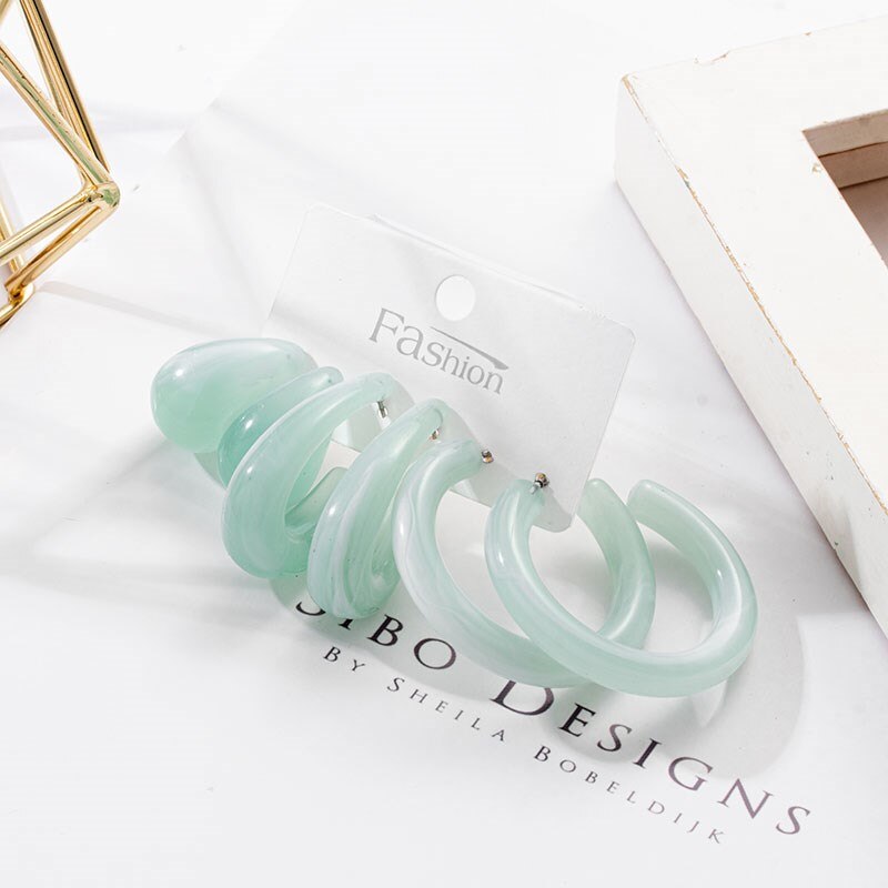 Grandes boucles d'oreilles géométriques en acrylique pour femmes, ensembles de perles, accessoires tendance, bijoux,: Gold 1031