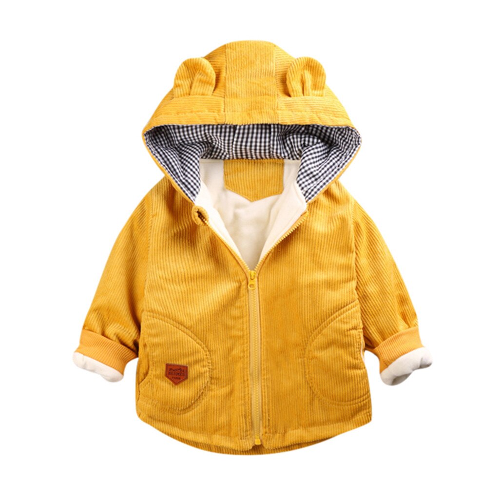 Kinderen Winter Outdoor Fleece Jassen Voor Jongens Kleding Herfst Hooded Warme Jas Bovenkleding Baby Kids Jassen Kinderkleding: Geel / 24M