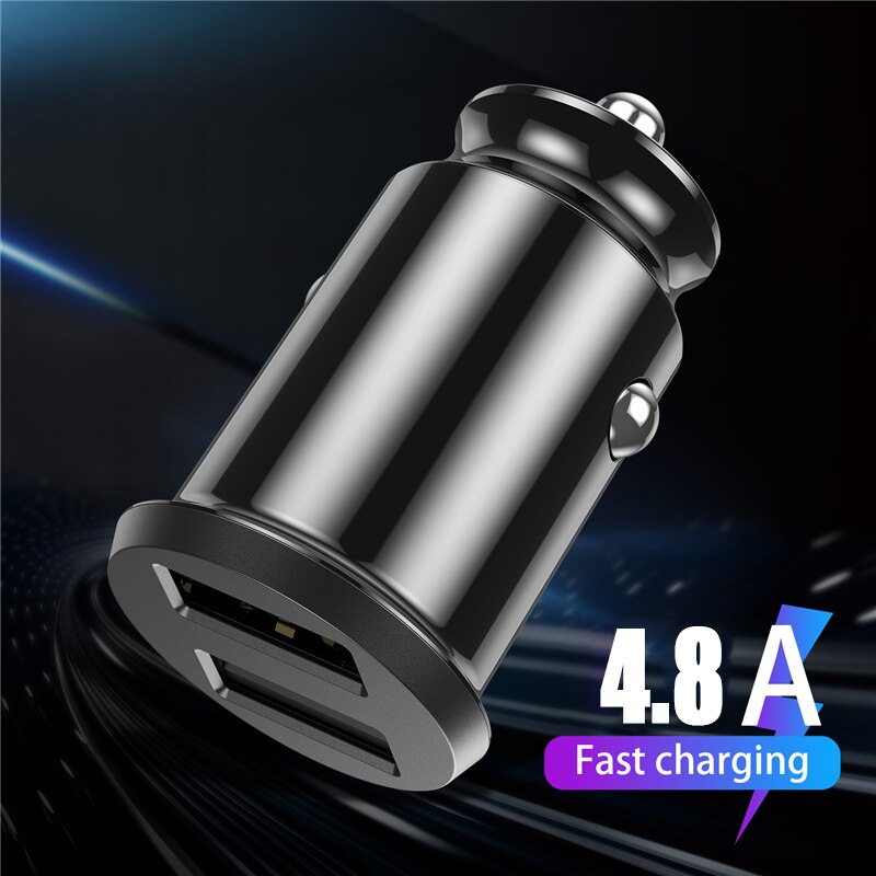 4.8A Ultra Mini Dual Usb Car Charger Verborgen Auto-Oplader Mobie Telefoon Oplader Draagbare Auto Usb Lader Voor Iphone X 11 Samsung S10