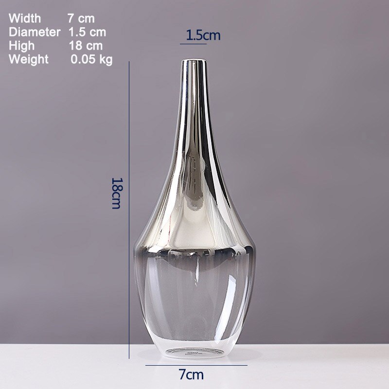Nordic glass vase sølv gradient tørket nordic flower vase dekorasjon home decoration planter potter furnishing christmas: En