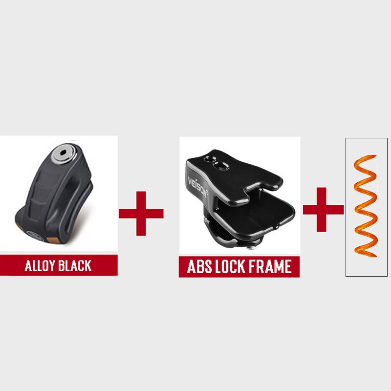Veison Motorfiets Anti-Diefstal Beveiliging Disck Lock Motorbike Veiligheid Scooter Rotor Remmen Disc Lock Hangslot Motor Lock: Alloy BLACK SET