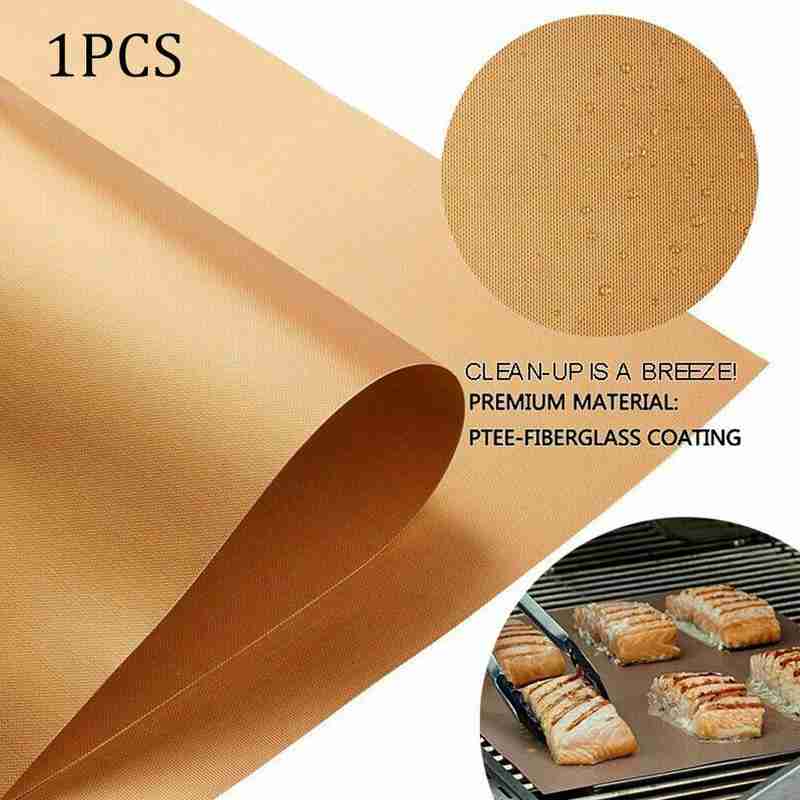 BBQ Grill Mat Copper Non-stick Barbecue Baking Liners Cooking Clean Sheets Easy Reusable PTFE Bakeware Sheet J1K9