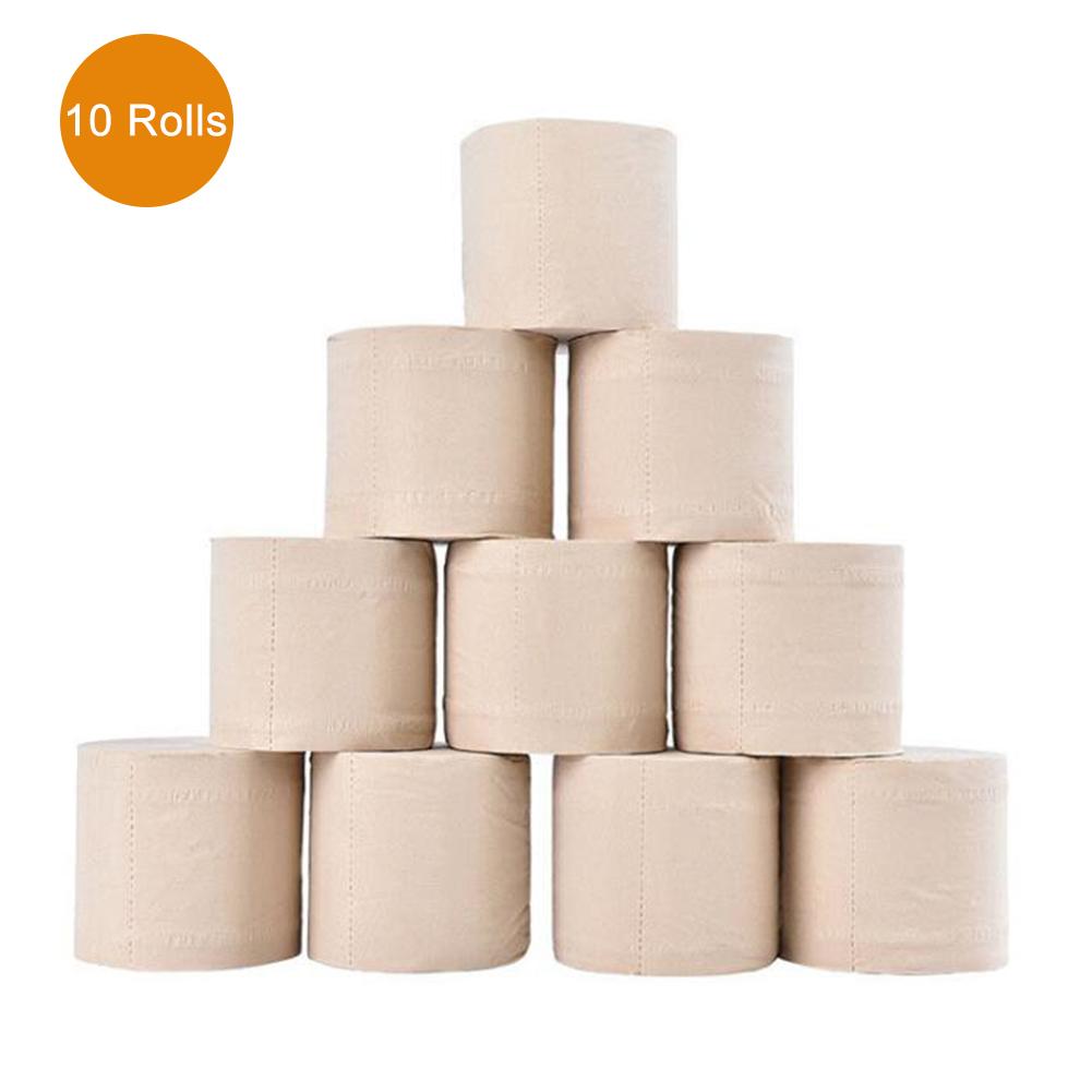 Rollo de 10 rollos de papel higiénico para baño de 3 capas de papel de pulpa de bambú para el hogar, cocina, oficina, taller, restaurante: Default Title